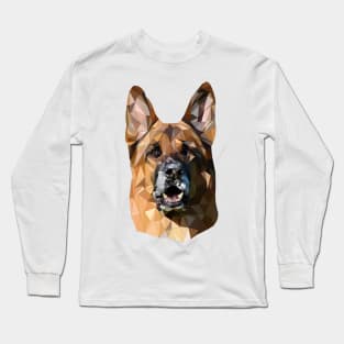 Low Poly Dog German Shepherd Pet Art Style Long Sleeve T-Shirt